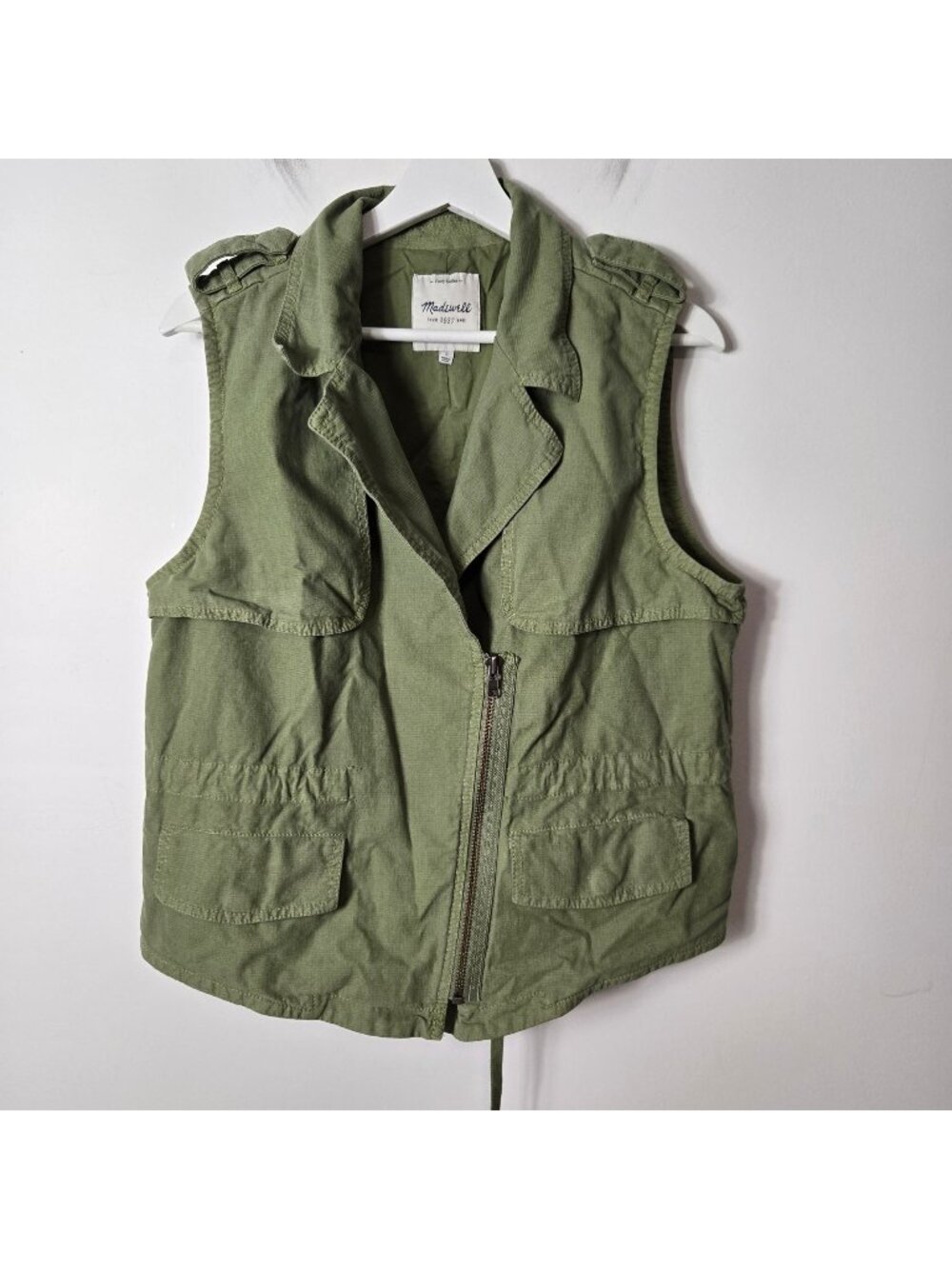 Madewell Women's Size L Safari Utility Outdoor Half-Zip Vest Green